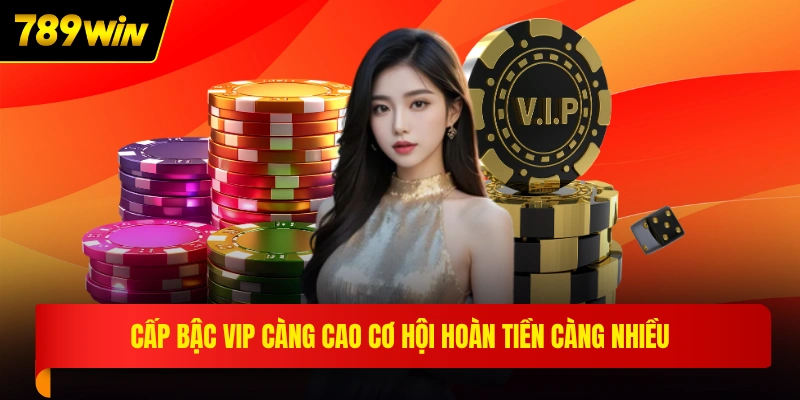 Cấp bậc VIP càng cao cơ hội hoàn tiền càng nhiều